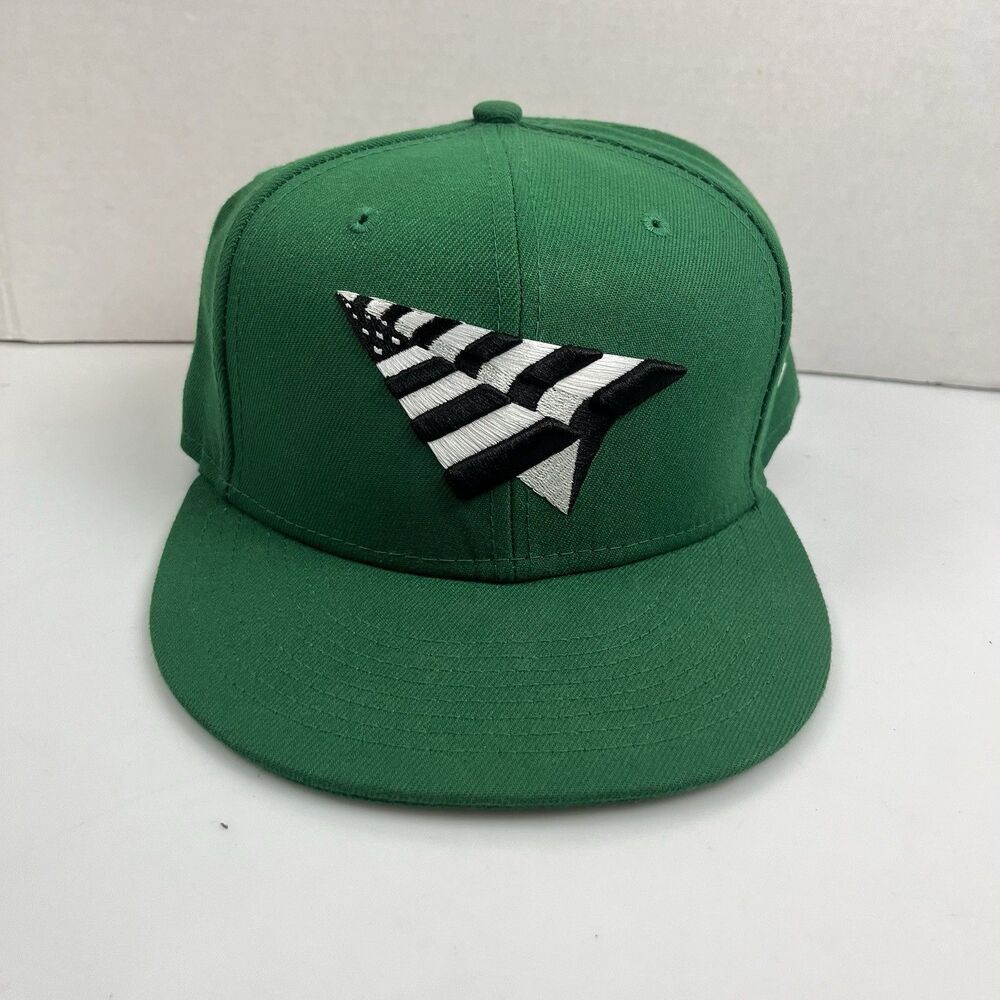Paper Planes New Era 9FIFTY Snapback Hat Green Black White Logo Cap Mens 7 1/2